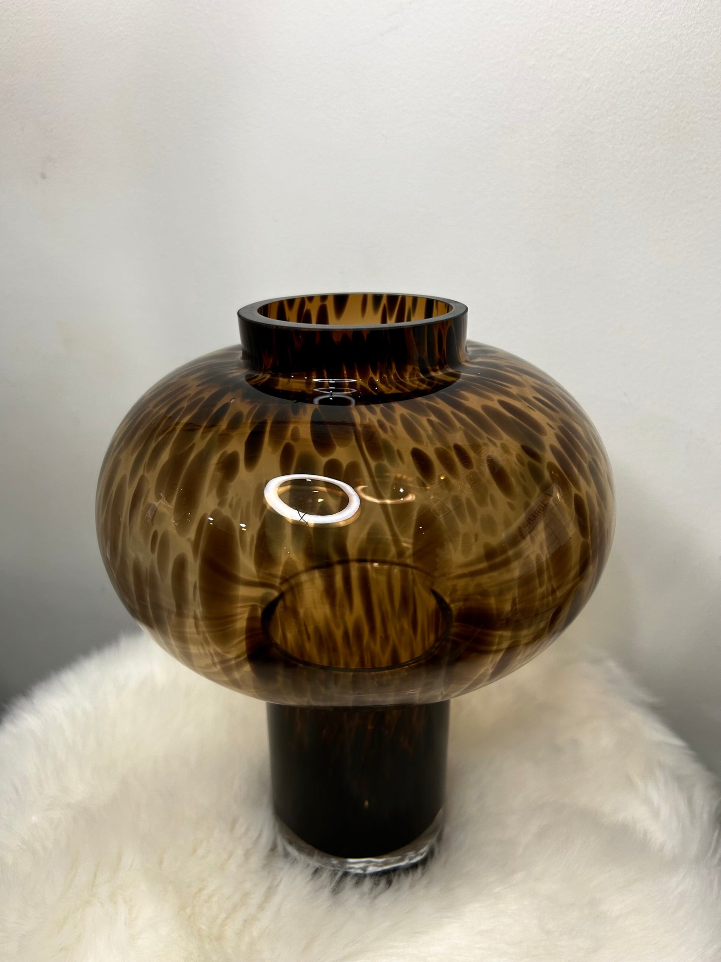 Vase Grenade Verre Marron/Noir