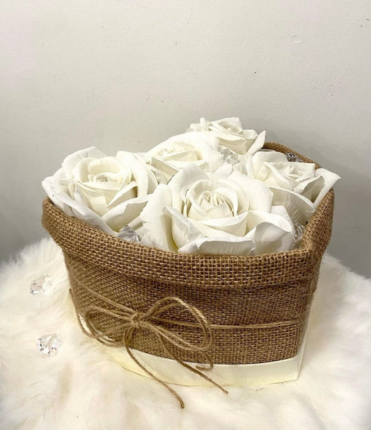 Box rose blanche