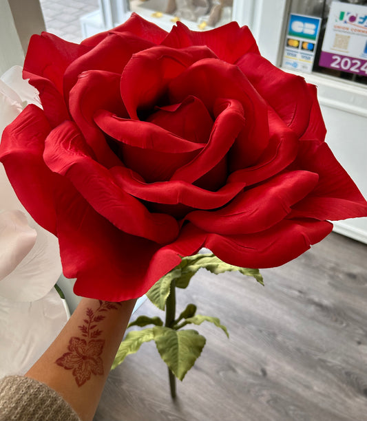Rose artificielle géante rouge 115 cm