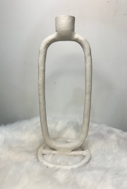 Bougeoir Oval Aluminium Blanc